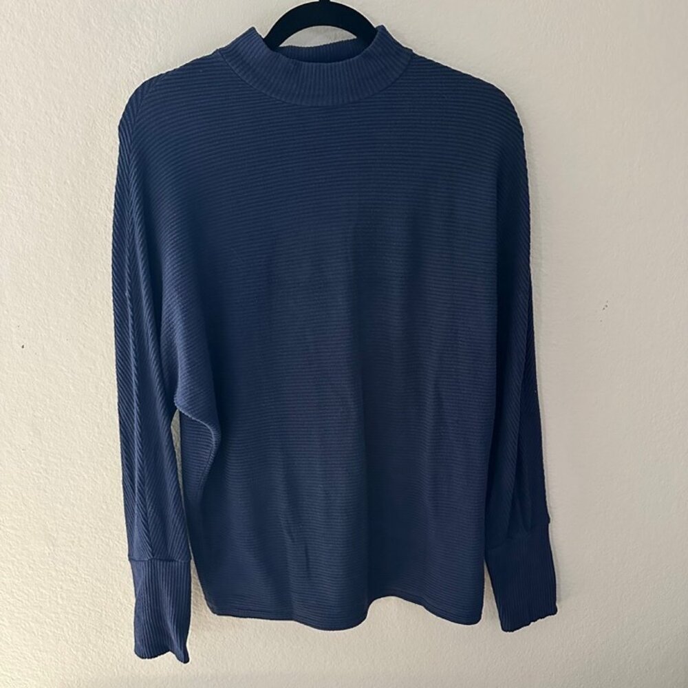 BP Mock Neck Navy Blue Long Sleeves Shirt Women's Small Sweater